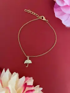 Digital Dress Room Gold-Plated American Diamond Studded Umbrella Pendant Lumba Rakhi