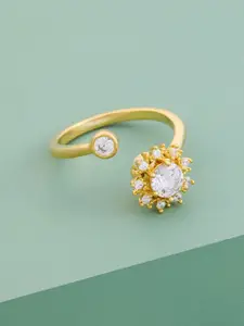 Kushal's Fashion Jewellery Gold-Plated Zircon-Studded Finger Ring
