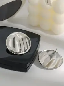 V FASHION JEWELLERY Stainless Steel Silver-Plated Circular Shaped Drop Earrings