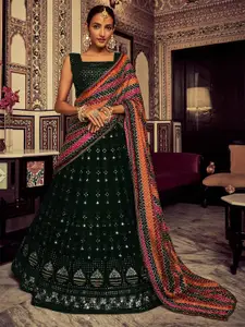 DIVASTRI Embroidered Sequinned Semi-Stitched Lehenga & Unstitched Blouse With Dupatta