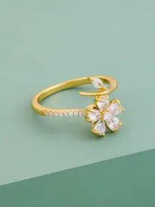 Kushal's Fashion Jewellery Gold-Plated Zircon-Studded Finger Ring