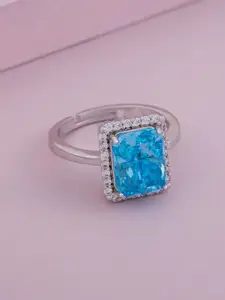 Kushal's Fashion Jewellery Rhodium-Plated Zircon-Studded Finger Ring