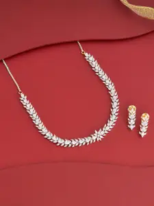 Kushal's Fashion Jewellery Gold-Plated Zircon Stone Studded Necklace