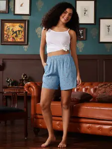 Clovia Women Printed Mid-Rise Lounge Shorts