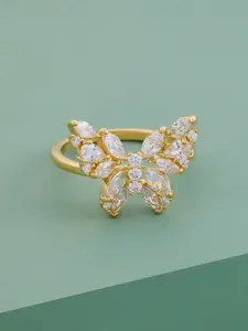 Kushal's Fashion Jewellery Gold-Plated Zircon-Studded Finger Ring