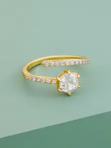 Kushal's Fashion Jewellery Gold-Plated Zircon-Studded Finger Ring