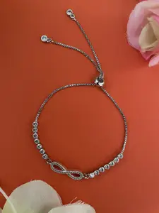 Digital Dress Room Silver Plated AD Infinity Pendant Bracelet Lumba Rakhi
