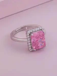 Kushal's Fashion Jewellery Rhodium-Plated Zircon-Studded Finger Ring