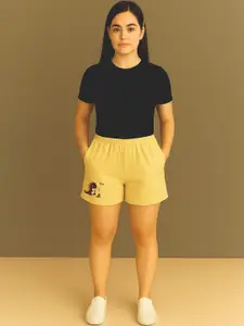 GAB Women Printed Pure Cotton High-Rise Shorts