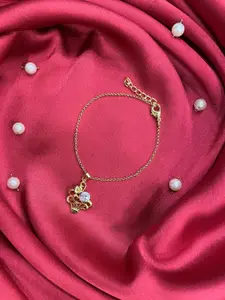 Digital Dress Room Flower AD Studded Lumba Bracelet Rakhi