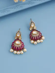 Kushal's Fashion Jewellery Victorian-Plated Kundan Classic Drop Earrings