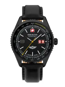 SWISS MILITARY HANOWA Men Round Dial Leather Straps Analogue Swiss Made Watch SMWGB2101030