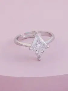 Kushal's Fashion Jewellery Rhodium-Plated Zircon-Studded Finger Ring