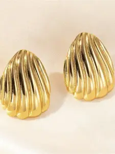 V FASHION JEWELLERY Stainless Steel Gold-Plated Contemporary Studs