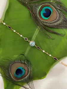 Digital Dress Room Artificial Stones Studded & Pearls Beaded Bracelet Lumba Rakhi