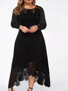 Sztori Women Plus size Semi Sheer Fit & Flare Midi occasion Dress