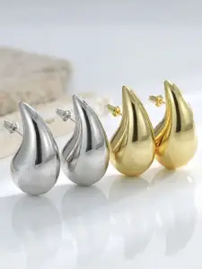 V FASHION JEWELLERY Stainless Steel Teardrop Shaped Studs