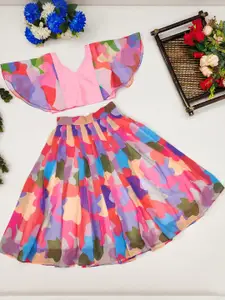 Shoryam Fashion Girls Pink Raw Silk Lehenga Choli