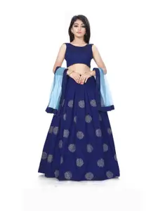 Shoryam Fashion Girls Blue Raw Silk Lehenga Choli