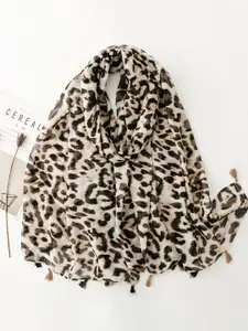 QUECY Women Printed Scarf with Tasselles