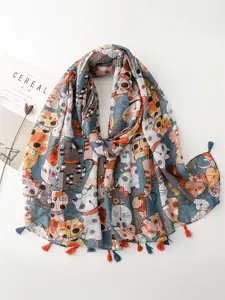 QUECY Women Printed Scarf With Tasselled