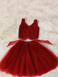 Shoryam Fashion Girls Embroidered Thread Work Ready to Wear Lehenga &