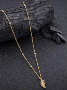 DressBerry Gold-Plated Artificial Beads Minimal Chian With Pendant