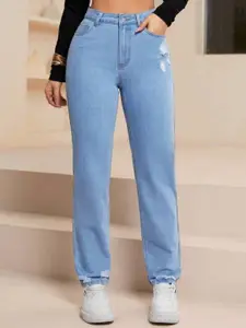 BAESD Women Comfort Relaxed Fit Mid-Rise Low Distress Stretchable Jeans