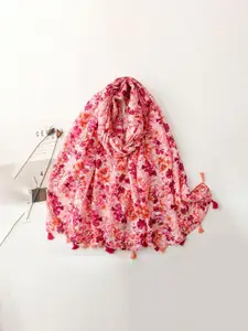 QUECY Women Printed Tasselled Scarf