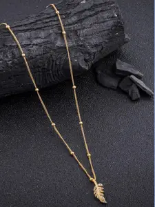 DressBerry Gold-Plated Artificial Beads Minimal Chian With Pendant
