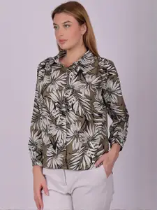 The Roadster Lifestyle Co Leaf Printed Spread Collar Casual Shirt