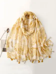 QUECY Women Paisley Printed Tasselled Scarf
