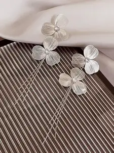 VAGHBHATT Silver Plated Floral Drop Earrings