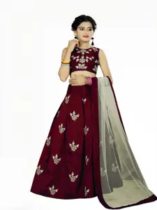 Shoryam Fashion Girls Embroidered Thread Work Ready to Wear Lehenga & Blouse With Dupatta