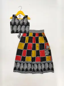 Shoryam Fashion Girls Black Raw Silk Lehenga Choli