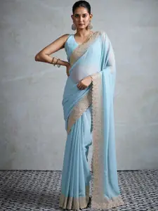 Anouk Embellished Aari Work Pure Georgette Designer Saree