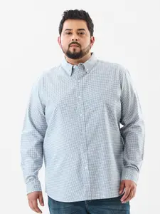 Snitch Men Micro Checked Button-Down Collar Pure Cotton Casual Shirt