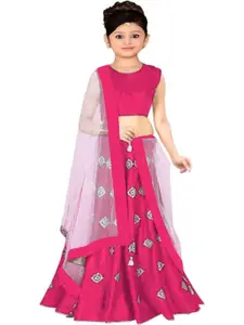Shoryam Fashion Girls Pink Raw Silk Lehenga Choli