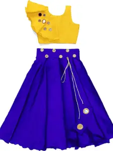 Shoryam Fashion Girls Yellow Raw Silk Lehenga Choli