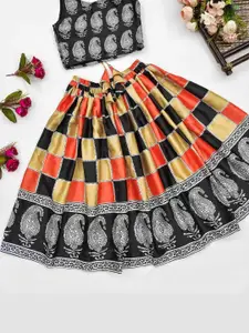 Shoryam Fashion Girls Black Raw Silk Lehenga Choli