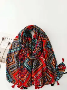 QUECY Women Printed Scarf With Tasselled