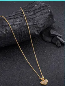 DressBerry Gold-Plated Artificial Beads Minimal Chian With Pendant