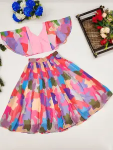 Shoryam Fashion Girls Pink Raw Silk Lehenga Choli