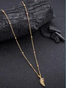 DressBerry Gold-Plated Artificial Beads Minimal Chian With Pendant