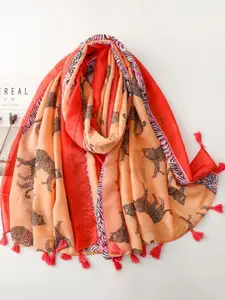 QUECY Women Printed Tasselled Scarf