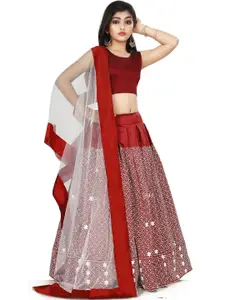 Shoryam Fashion Girls Maroon Raw Silk Lehenga Choli