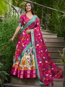 Aika Printed Foil Print Ready to Wear Lehenga & Unstitched Blouse With Dupatta