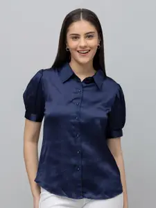 PURYS Smart Spread Collar Puff Sleeves Casual Shirt