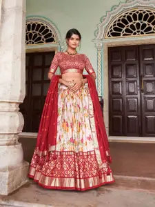 Aika Printed Foil Print Ready to Wear Lehenga & Unstitched Blouse With Dupatta