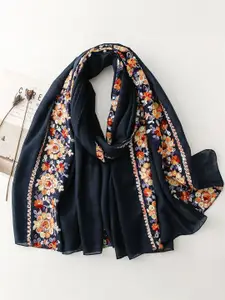 QUECY Women Floral Embroidered Scarf